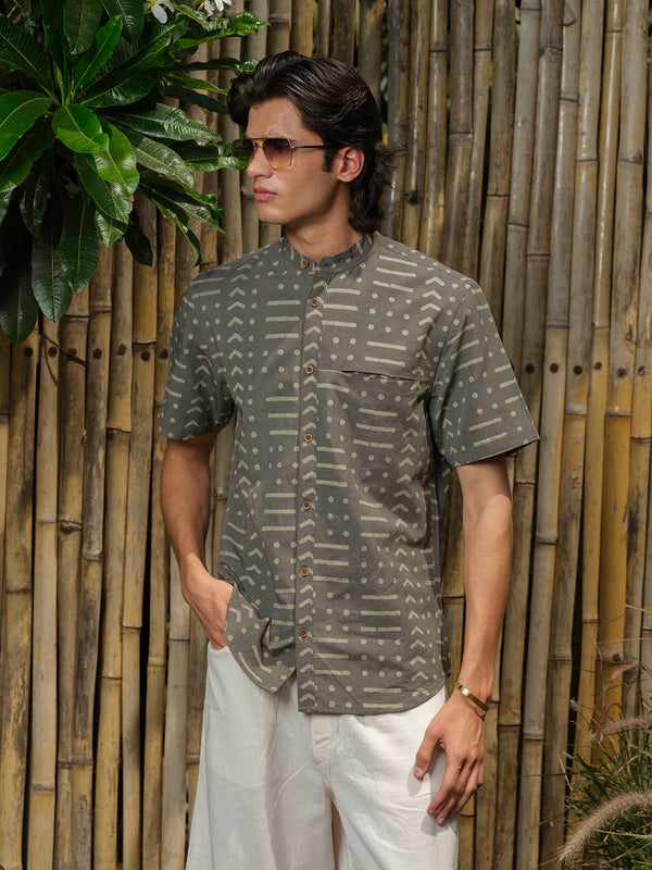 Dabu Block Print Organic Cotton Bamboo Linen Shirt
